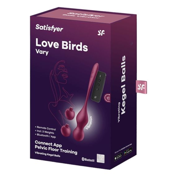 Вагінальні кульки з вібрацією Satisfyer Love Birds Vary, бордові | Зображення 3