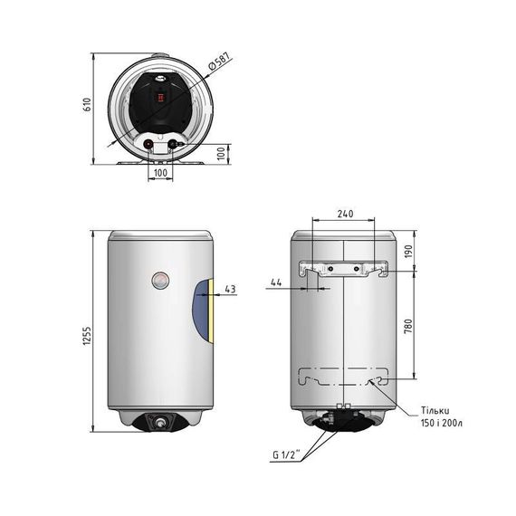 Водонагрівач електричний Thermo Alliance Spectra 200 л вертикальний, мокрий ТЕН 3,0 кВт, d 586 мм | Зображення 1