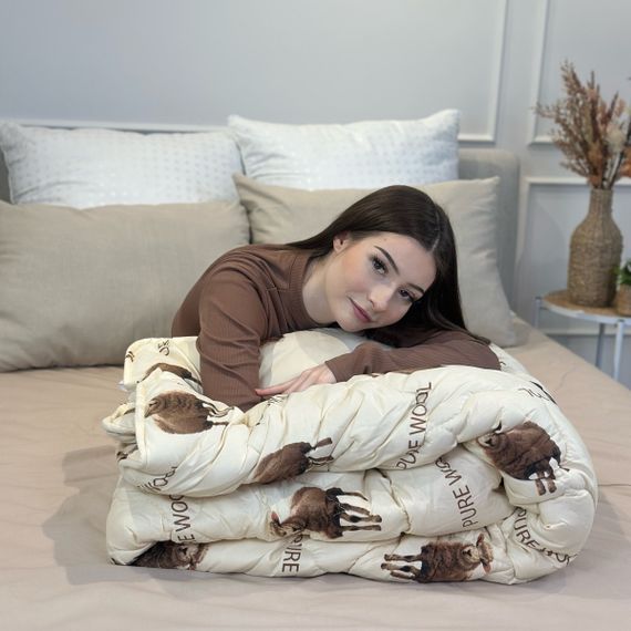 Ковдра полуторна з з овечої вовни Arda Pure Wool 21433 150х210 см бежева | Зображення 1