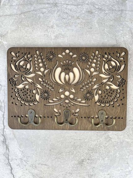 Настенная ключница из украинским народным орнаментом Деревянный органайзер для ключей Держатель для хранения | Зображення 5