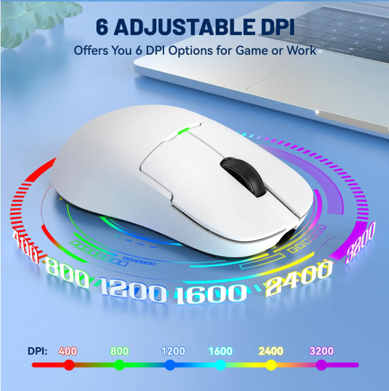 Бездротова легка магнітна миша Ajazz AJ159P PAW3395 2.4G 26000 DPI RGB Біла | Зображення 2