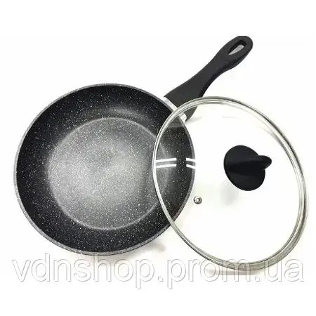 Сковорідка з кришкою 24см Benson BN-491 з мармуровим покриттям | Зображення 1