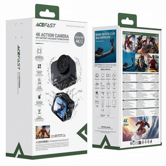 Экшн-камера Acefast X1 4K sports waterproof IPX8 Black | Зображення 5