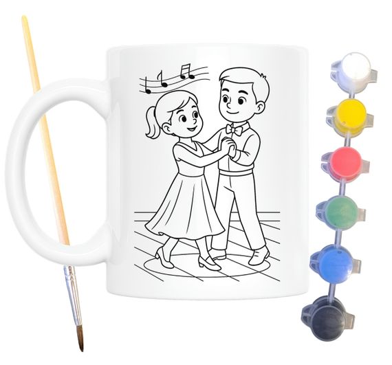 Набор для творчества кружка раскраска Бальные танцы 330 мл белая (КР0118) | Зображення 1