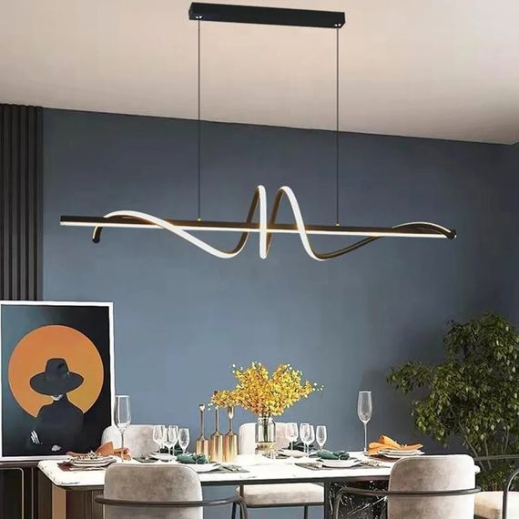 Люстра світлодіодна підвісна LED світильник для квартири на стелю лед 27014 Чорний 30-100х20х100 см. | Зображення 3