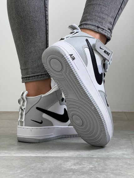Женские кроссовки N-ike Air Force Mid Utility White Gray | Зображення 5