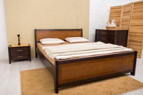 Ліжко двоспальне дерев'яне Сіті з підніжжям 160х200, колір темний горіх