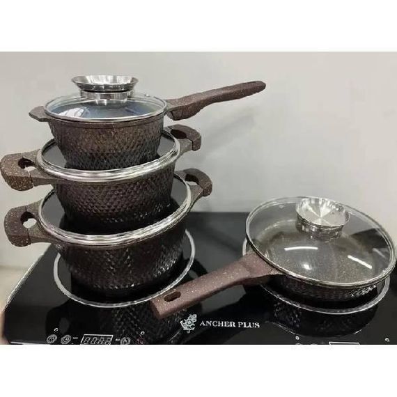 Набір гранітного посуду 7 предметів HIGHER+KITCHEN HK-315 Коричневий