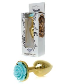 Анальная пробка - Jewellery Gold PLUG ROSE- Light Blue Sex Aura