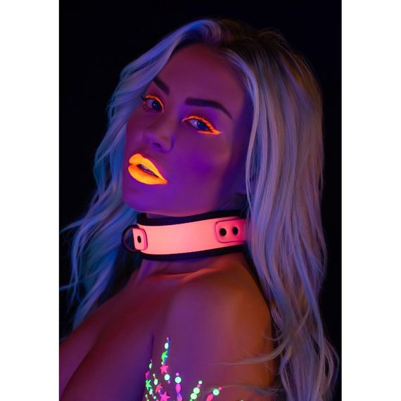 Нашийник з повідцем, що світиться в темряві Taboom Glow In the Dark Collar and Chain Leash, рожевий Sex Aura | Зображення 4