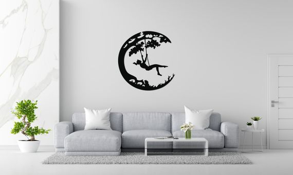 Панно декоративная картина на стену Девушка на качеле LED 16 цветов телефон 400х380 acr-p000077 | Зображення 1