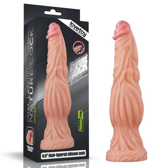 Фалоiмiтатор значного розмiру 9.5'' Dual layered Platinum Silicone Cock – Flesh Sex Aura