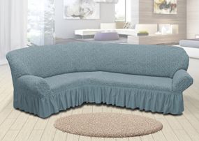 Жакардовий чохол на кутовий диван зі спідницею М'ятний