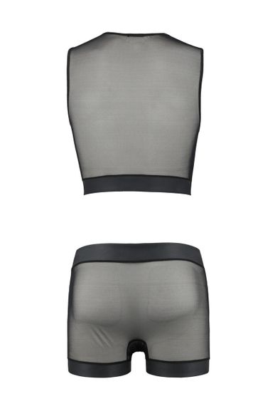Комплект мужского белья на шнуровке Passion 053 SET WILLIAM L/XL Black, жилет, боксеры sexstyle | Зображення 3