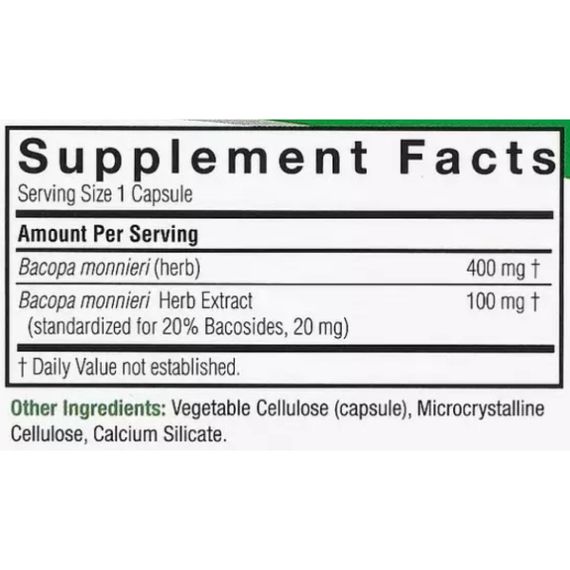 Комплекс для профілактики роботи головного мозку Nature's Answer Bacopa 500 mg 90 Veg Caps | Зображення 1