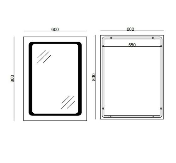 Дзеркало Mixxus TWEE MR09-80x60-REVERSE з LED Touch, Anti-fog, димером, регулюванням яскравості (MI6660) | Зображення 1