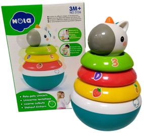 Неваляшка 3136 HOLA Единорог, 17см, 3 кольца, в коробке (6903317242818)