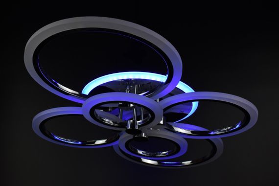 Люстра світлодіодна стельова LED світильник для квартири на стелю лед з пультом 25957 Хром 11х57х77 см. | Зображення 5