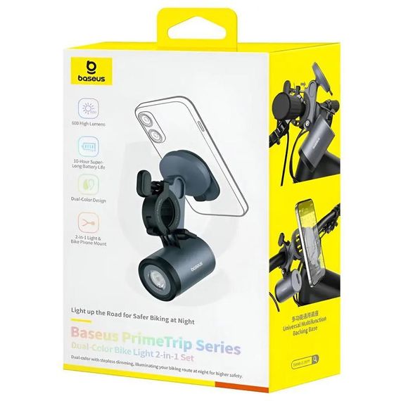 Вело- Мото- держатель+фонарь Baseus PrimeTrip Series 2-in-1 (C12569000121-0) Cosmic Black | Зображення 1