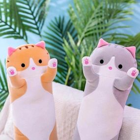 Великий м'який кіт батон для обіймів 130 см, Подушка-іграшка Кіт Батон сірий  знижка