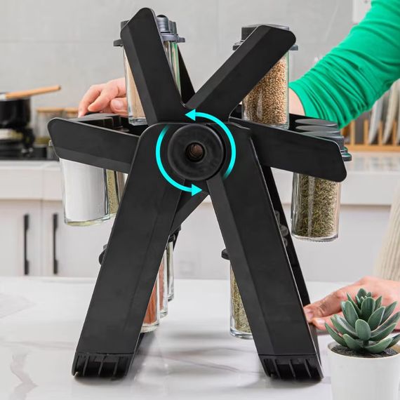 Карусель для спецій 360° Spice Rack на 18 баночок · Кухонний органайзер – спецівниця на підставці, що обертається. | Зображення 4