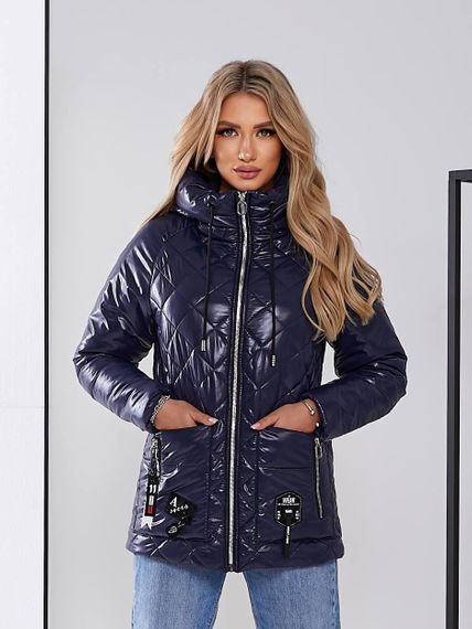 Жіноча стьобана куртка з блиском, арт.504, синій