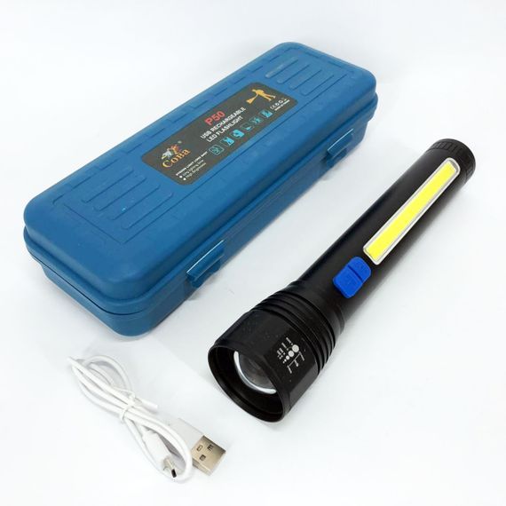 Светодиодный фонарик Аккумуляторный фонарь CB-C13-P50+COB, Портативный LED фонарь на батарее JT-97 | Зображення 7