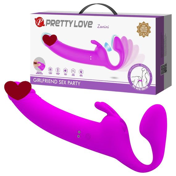 Вібрострапон безременний Pretty Love Zanini жіночий, з кліторальною пульсацією, 28.3 х 4 см sexstyle