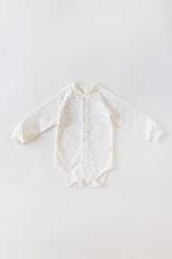 Боді з начосом для новонароджених з довгим рукавом на кнопках, принт Горошок 86