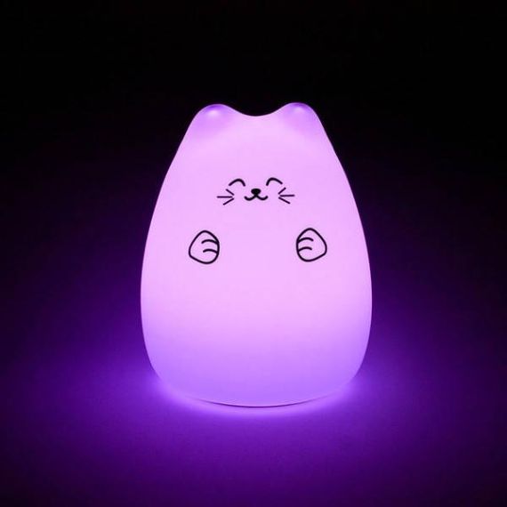 Нічний світильник тач милий Котик змінює колір від дотику руки