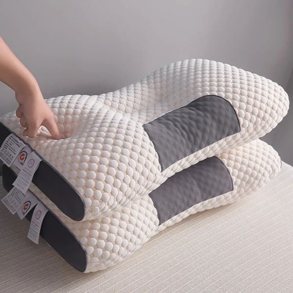 Ортопедична прямокутна подушка 48x74 см з підтримкою шиї та спини Pillow-01 Біло-сіра | Зображення 6