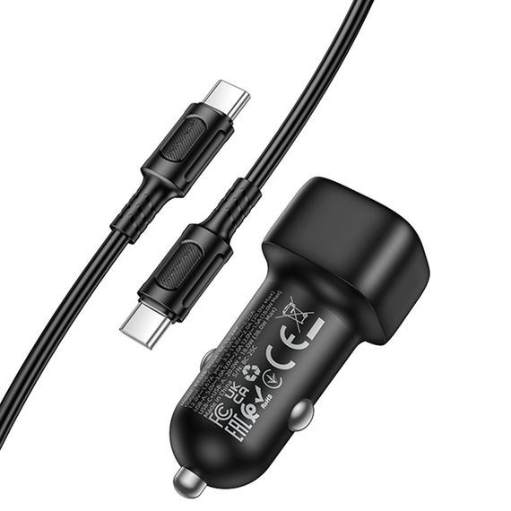 АЗУ Borofone BZ34B Cloud PD20W+QC3.0 total 38W (1USB-A/1C) + кабель Type-C to Type-C Black | Зображення 3