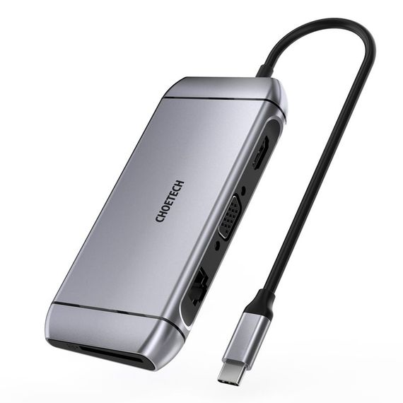 Адаптер Choetech HUB-M15-GY, USB Type-C 9-в-1