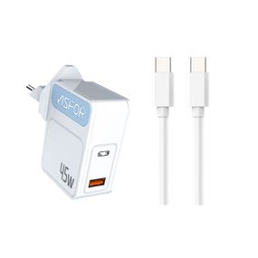 Мережевий зарядний пристрій Aspor A839 45 W PD QC (UCB C+A) 2в1 Type-C + Type-C-білий