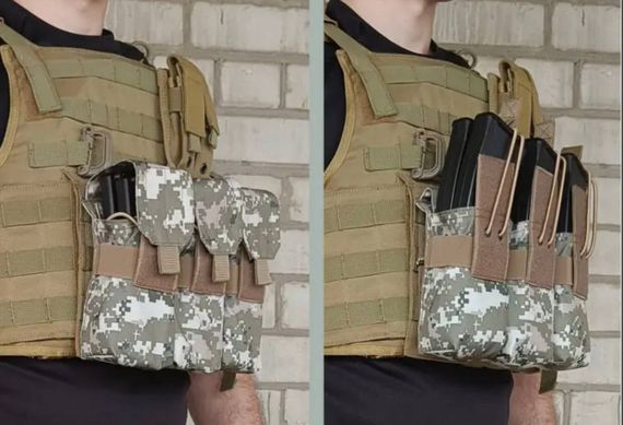 Підсумок під 6 магазінів АК/РПК потрійний Піксель ЗСУ MM-14 (MOLLE, підсумок на розгрузку, жилет, РПС) | Зображення 3