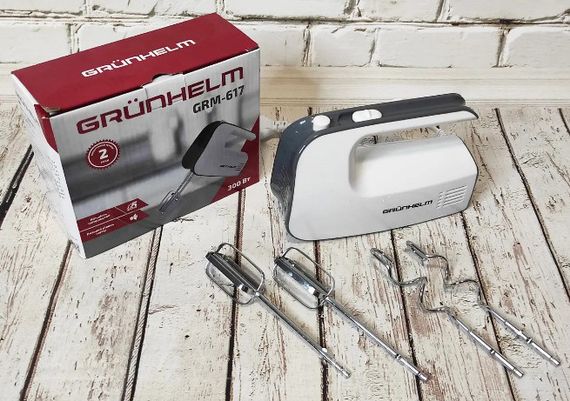 Ручной миксер Grunhelm GRM 617 300 Вт кухонный миксер с насадками для замешивания крутого теста | Зображення 2