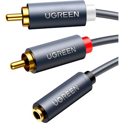 Кабель мультимедийный AUX 3.5mm TRS to RCAx2 M/M 1.0m AV102 Grey Ugreen (10588)