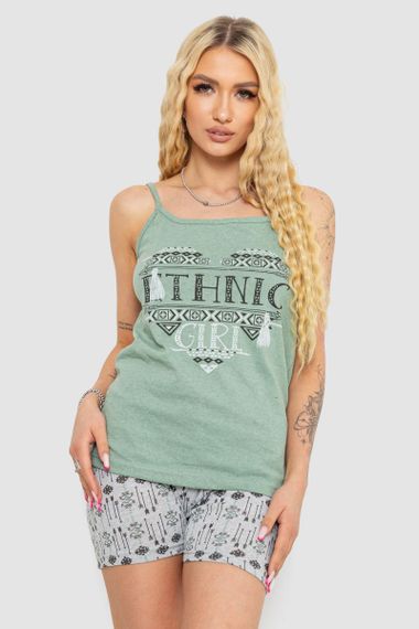 Жіноча піжама з принтом, колір оливковий, 238R3116