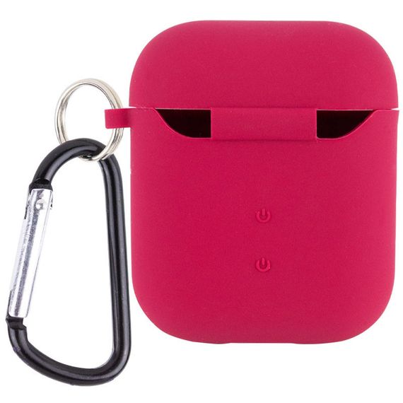 Силіконовий футляр із мікрофіброю для навушників Airpods 1/2 Червоний/Rose Red | Зображення 1