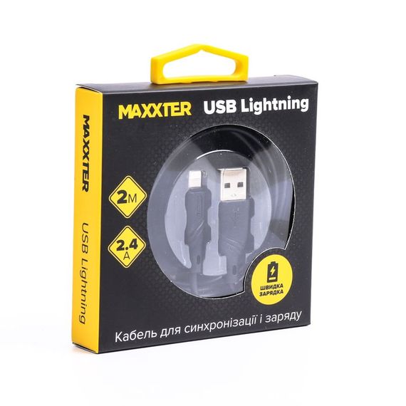 Кабель Maxxter UB-L-USB-02-2m, USB 2.0 А-папа/Lightning, 2.0 м. | Зображення 1