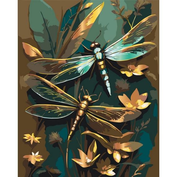 Картина по номерам "Блестящие стрекозы" 11599-AC с металлизированными красками 40х50 см