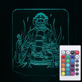 Акриловий світильник-нічник з пультом 16 кольорів Пожежник tty-n001393