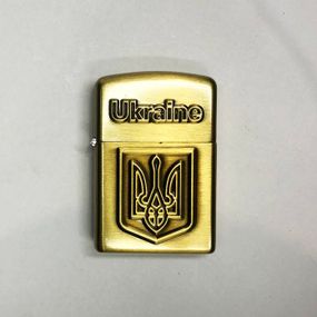 Турбо запальничка Герб України 19277, подарункові запальнички для чоловіків, запальничка в подарунок. LX-204 Колір: бронзовий