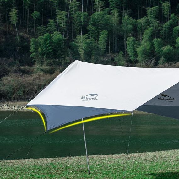 Тент для кемпінгу Naturehike Hexagon NH16T013-S, 150D / Silver Coated, 520*460 см, сіро-блакитний (з двома стійками) | Зображення 5