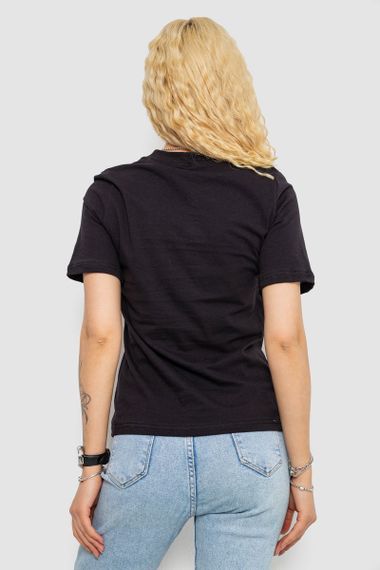 Футболка жіноча однотонна, колір чорний, 241R1800 | Зображення 3