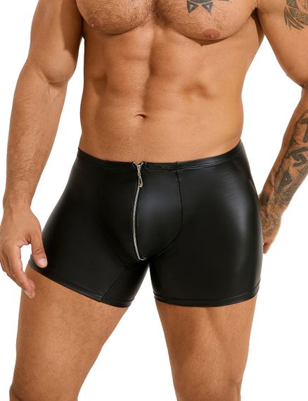Трусы на молнии, мужские Star Night с имитацией кожи, чёрные, XL sexstyle