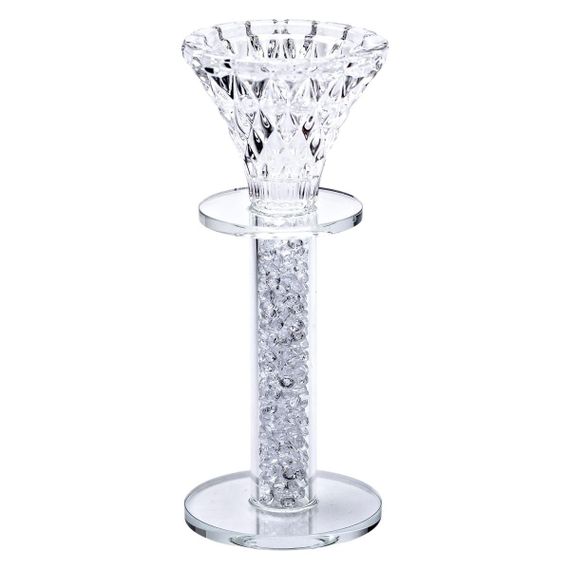 Подсвечник стеклянный на ножке 6×15 см декоративный прозрачный подсвечник на стол HP-4-61L | Зображення 1