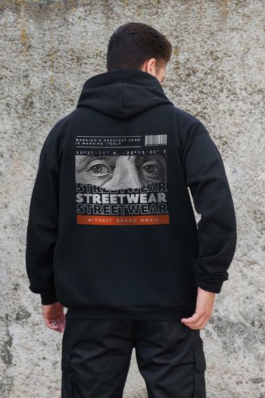 Утеплене зіп худі на флісі зіпер з принтом Streetwear Without Kane Black | Зображення 1
