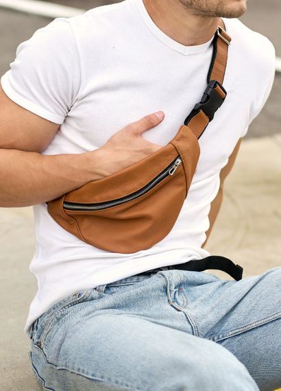 Чоловіча сумка на пояс бананка Sambag Soho BSS Натуральна руда шкіра (82113121wm) | Зображення 1
