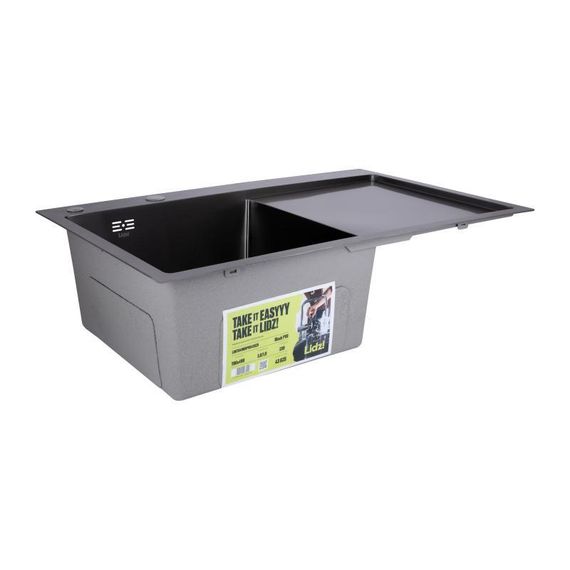 Мийка для кухні інтегрована Lidz Handmade H7849BR крило праворуч (LDH7849BRPVD43625) Brushed Black PVD 3,0/1,0 мм | Зображення 2